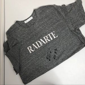 SIGNED Grey RADARTE t shirt with silver foil